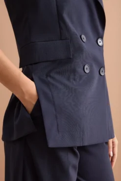 Gilet Doppiopetto da Cerimonia in Lana Vergine - BLU