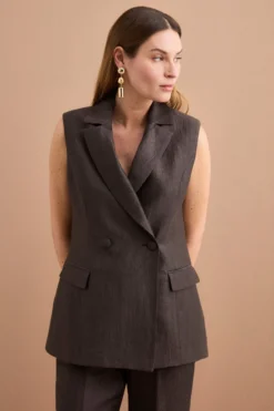 Gilet Doppiopetto in Misto Lino - T.MORO