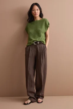 Gilet Over Traforato con Scollo Barchetta - SALVIA
