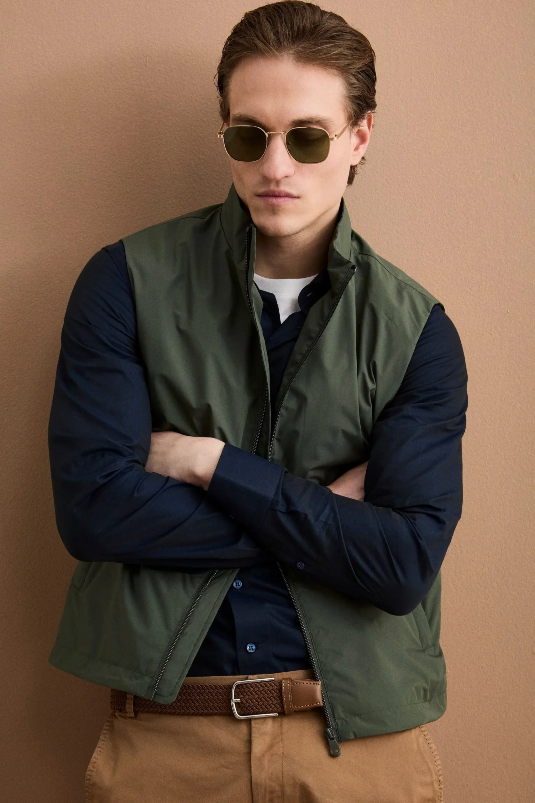 Gilet Smanicato con Zip - VERDE