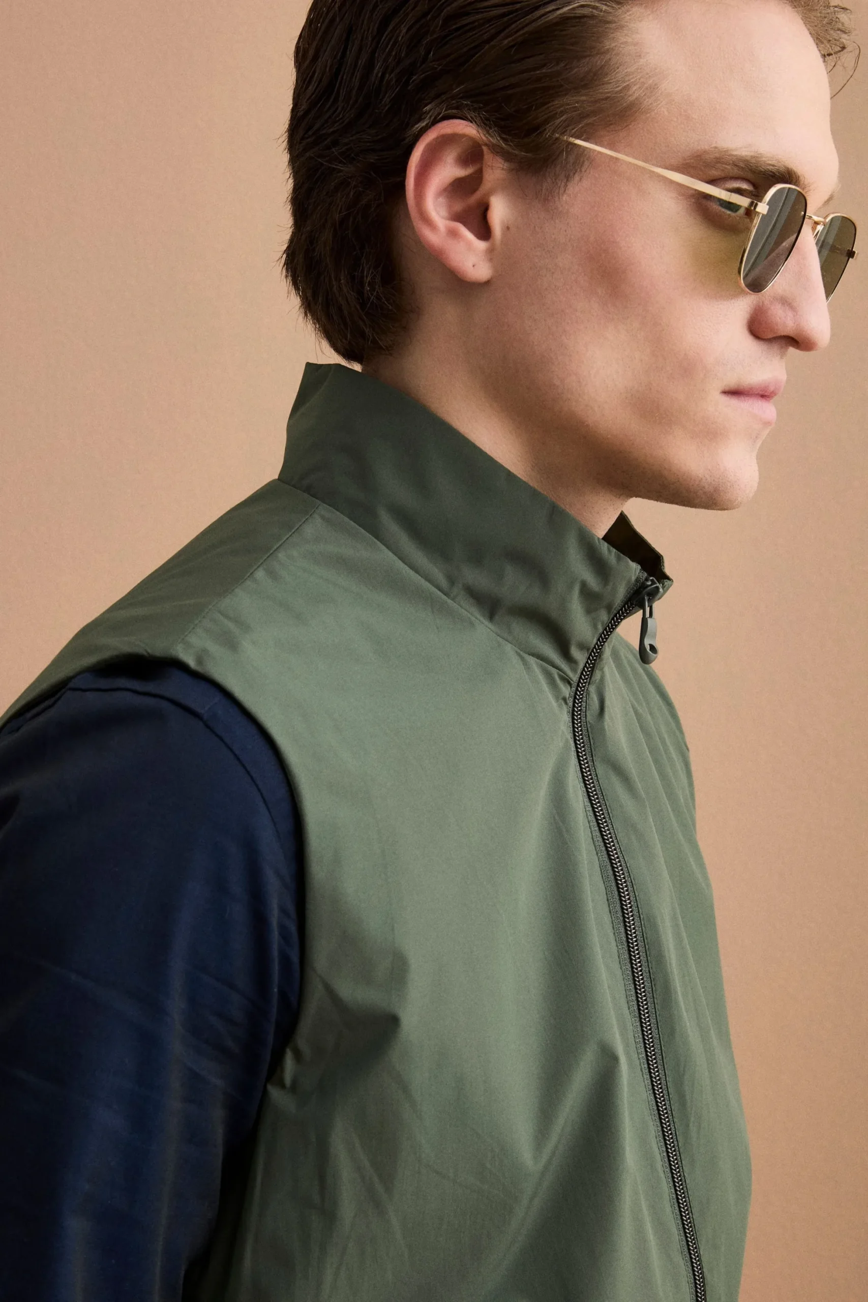 Gilet Smanicato con Zip - VERDE