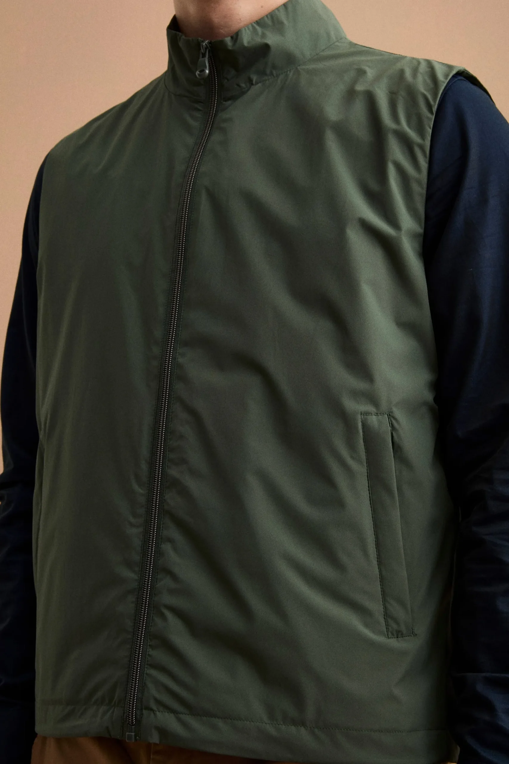 Gilet Smanicato con Zip - VERDE