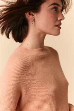 Girocollo a Costa Inglese in Lana e Cashmere - ALBICOCCA