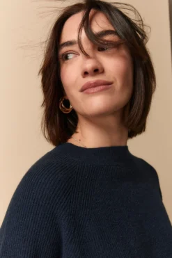 Girocollo a Costa Inglese in Lana e Cashmere - BLU