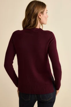 Girocollo con Fondo a Coste in Lana merino - BORDEAUX