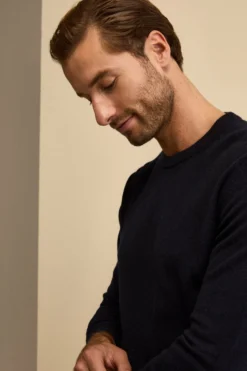 Girocollo in cashmere e seta - BLU