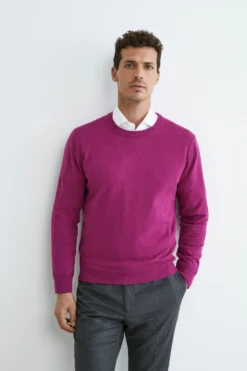 Girocollo in cashmere e seta - FUXIA