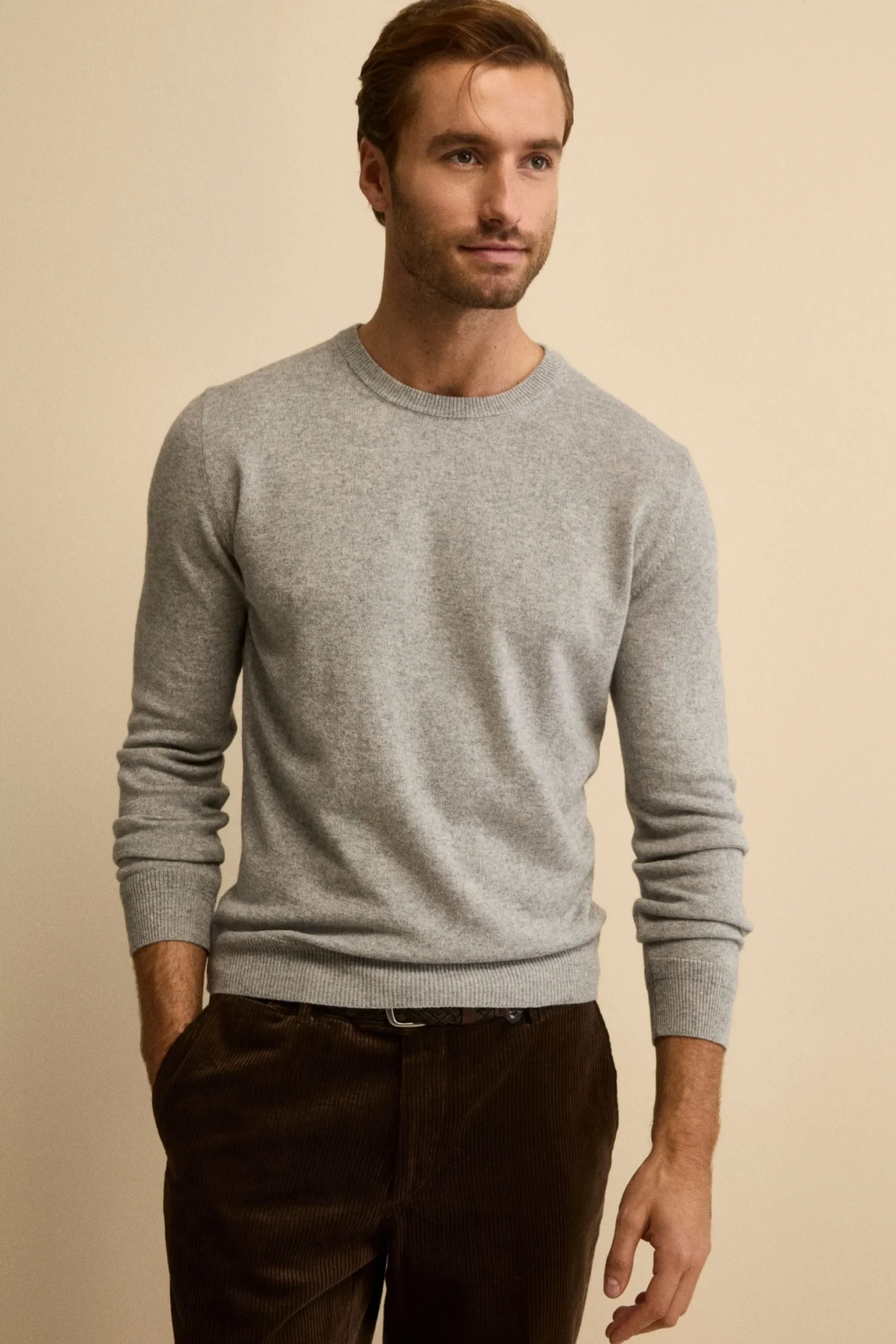 Girocollo in cashmere e seta - GRIGIO MELANGE