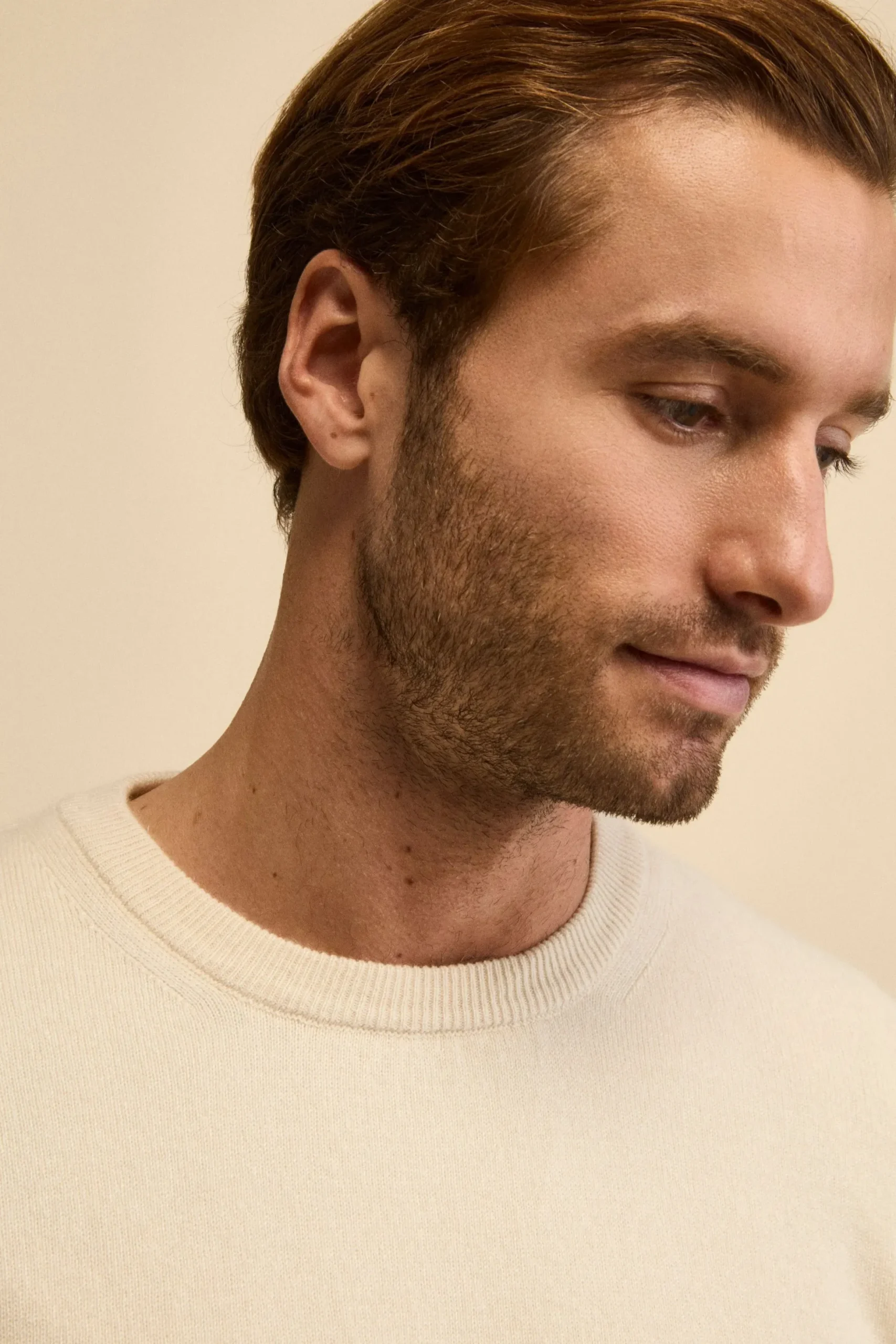 Girocollo in cashmere e seta - LATTE