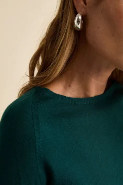 Girocollo in Lana Merino con Bordi a Coste - VERDE