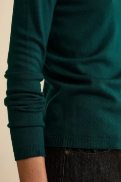 Girocollo in Lana Merino con Bordi a Coste - VERDE