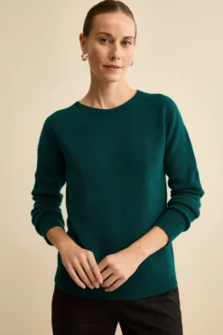 Girocollo in Lana Merino con Manica Lavorata - VERDE