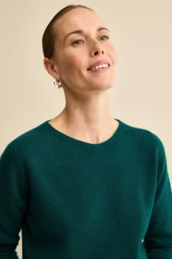 Girocollo in Lana Merino con Manica Lavorata - VERDE