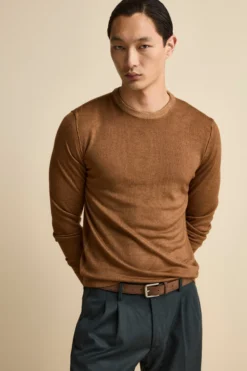 Girocollo in Lana Merino Extrafine - TABACCO