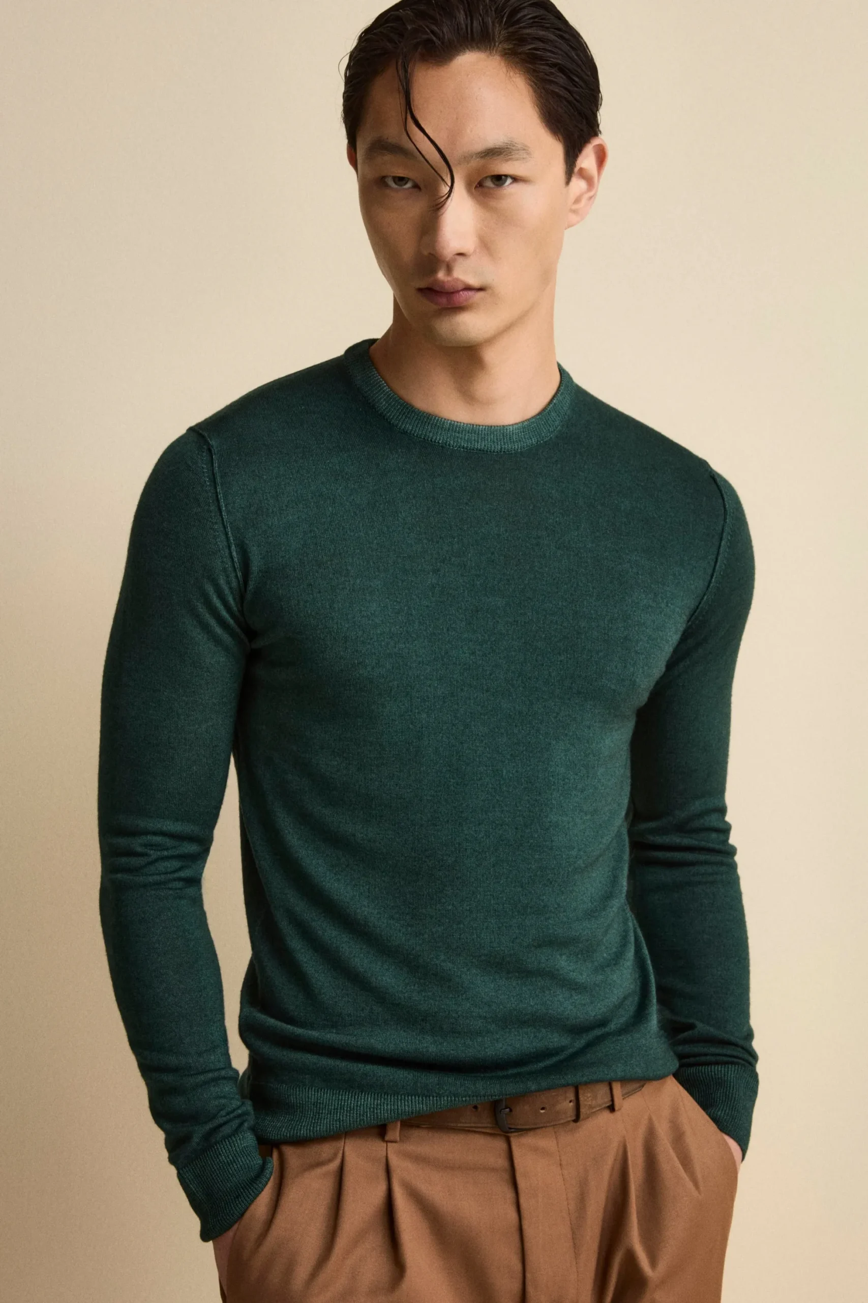 Girocollo in Lana Merino Extrafine - PETROLIO