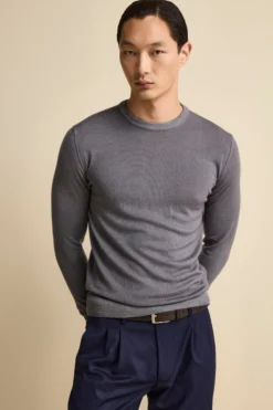 Girocollo in Lana Merino Extrafine - ACCIAIO