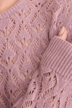 Girocollo Lana e Cashmere Traforato in Punto Pizzo - LILLA