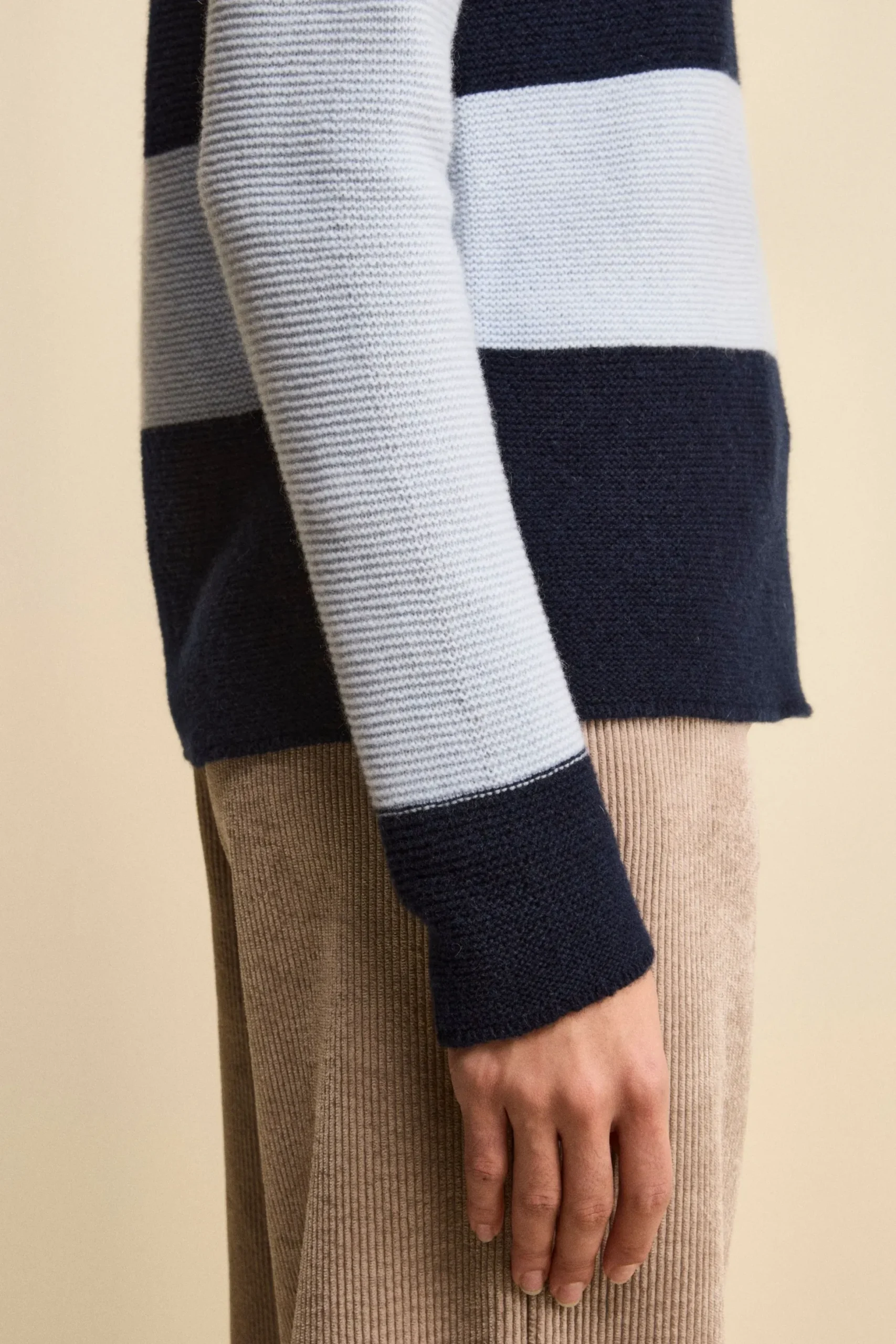 Girocollo Links a Righe in Lana e Cashmere - BLU/AZZURRO