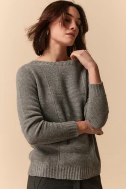 Girocollo Lurex in Lana e Cashmere - GRIGIO MEDIO