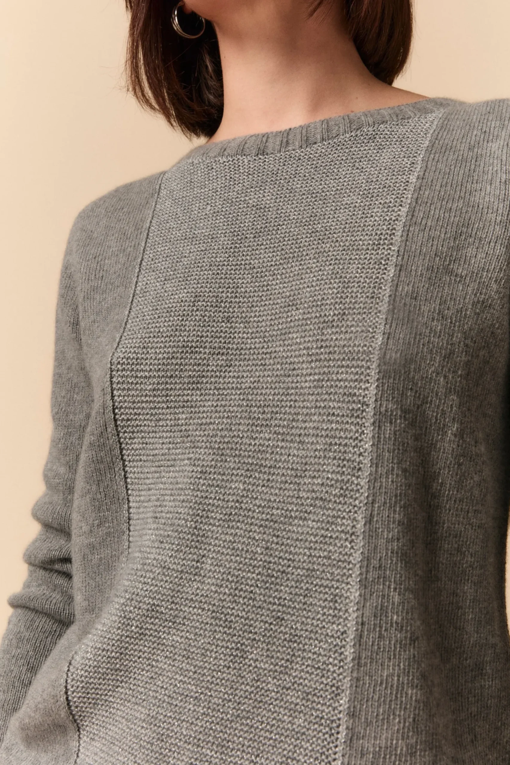 Girocollo Lurex in Lana e Cashmere - GRIGIO MEDIO