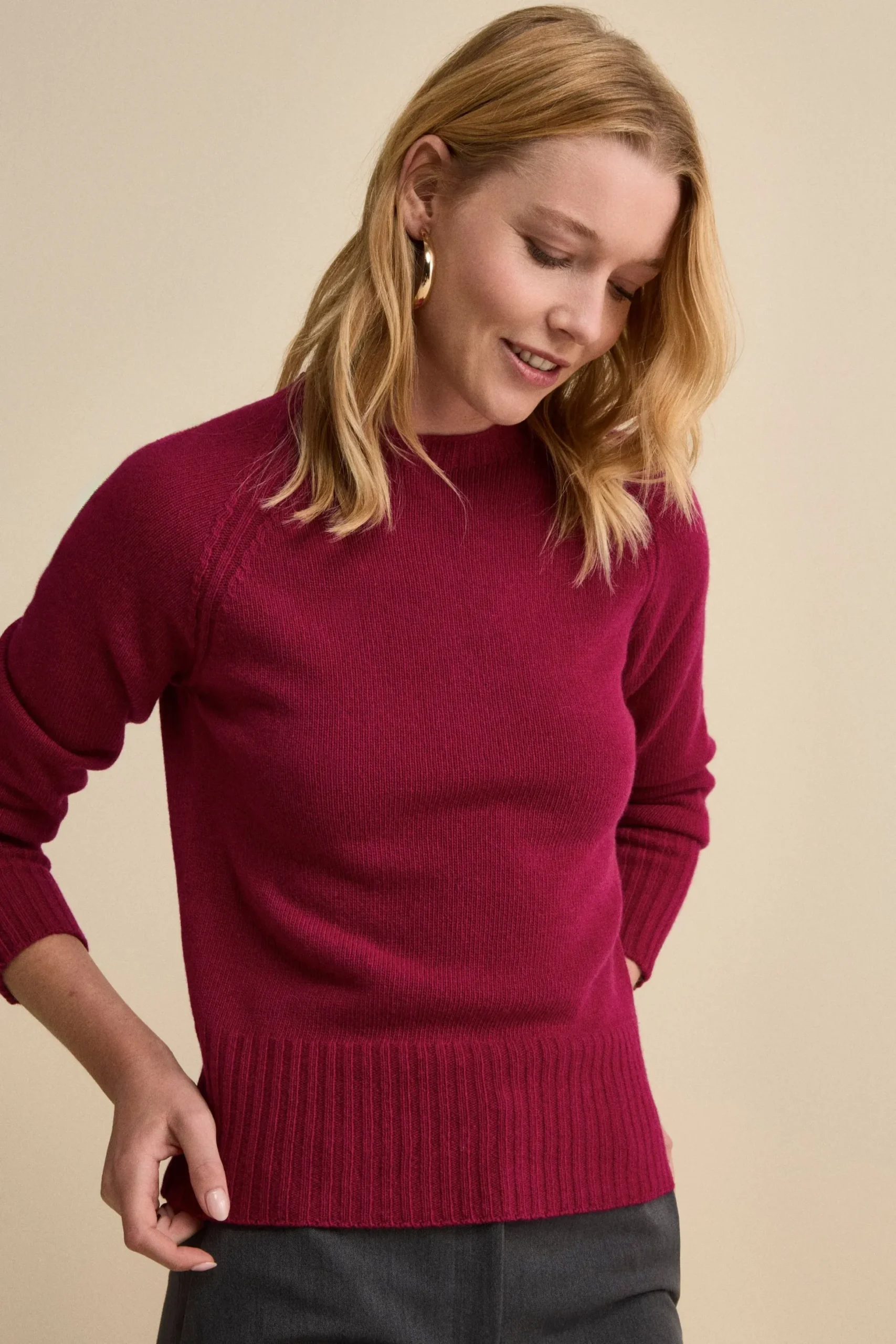 Girocollo Raglan in Lana e Cashmere - CILIEGIA