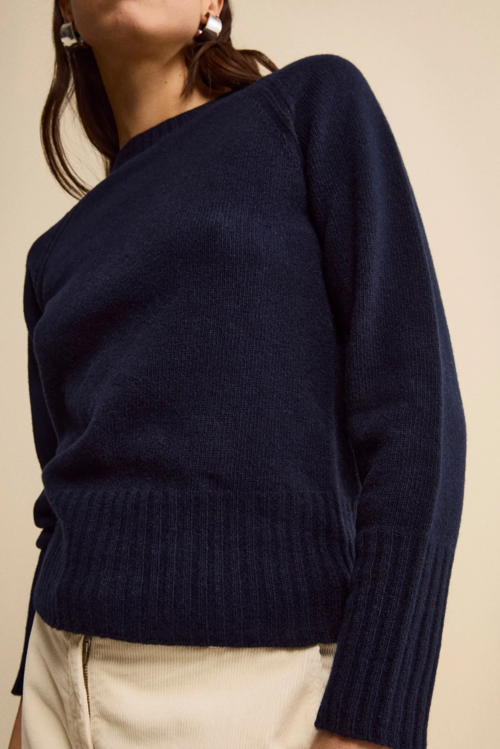 Girocollo Raglan in Lana e Cashmere - BLU