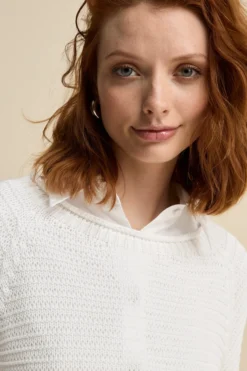 Girocollo Raglan Traforato in Cotone - BIANCO