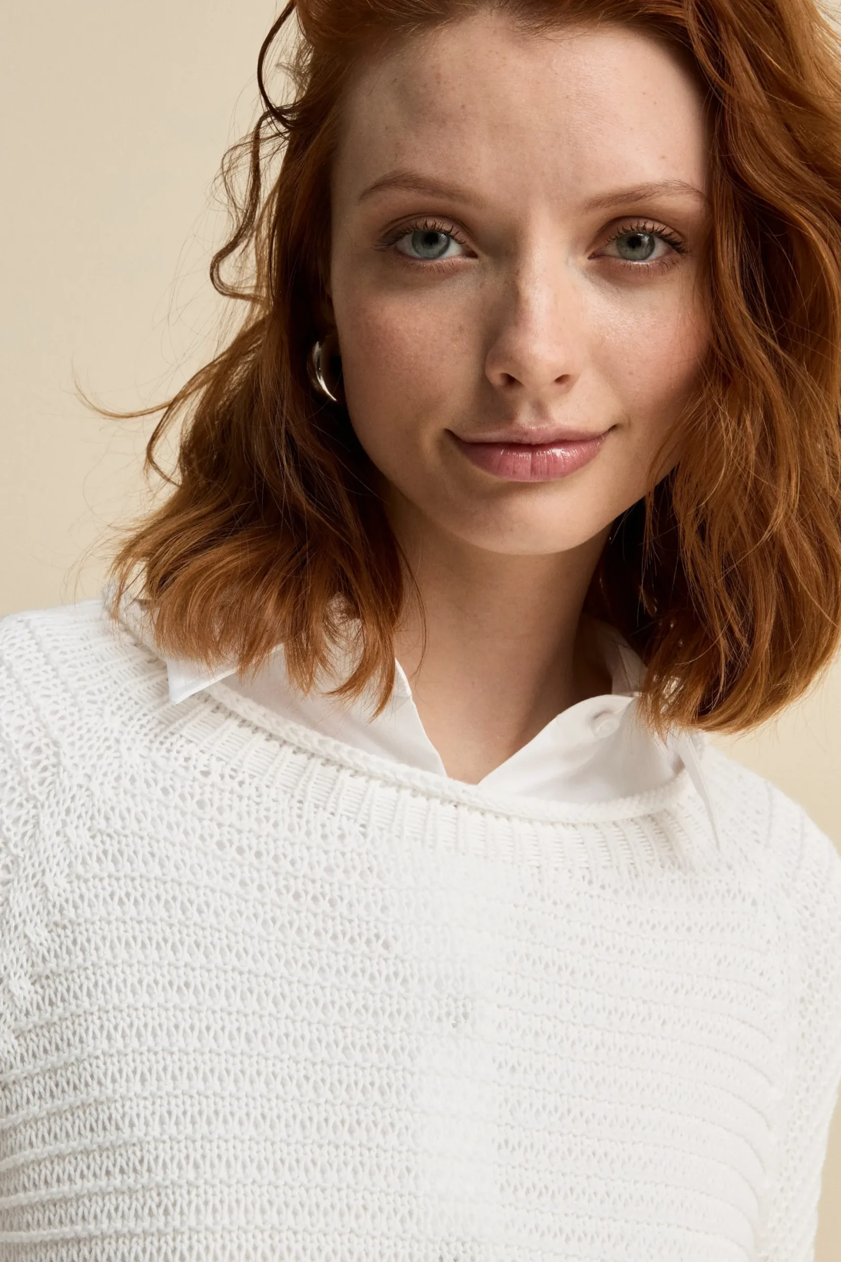 Girocollo Raglan Traforato in Cotone - BIANCO