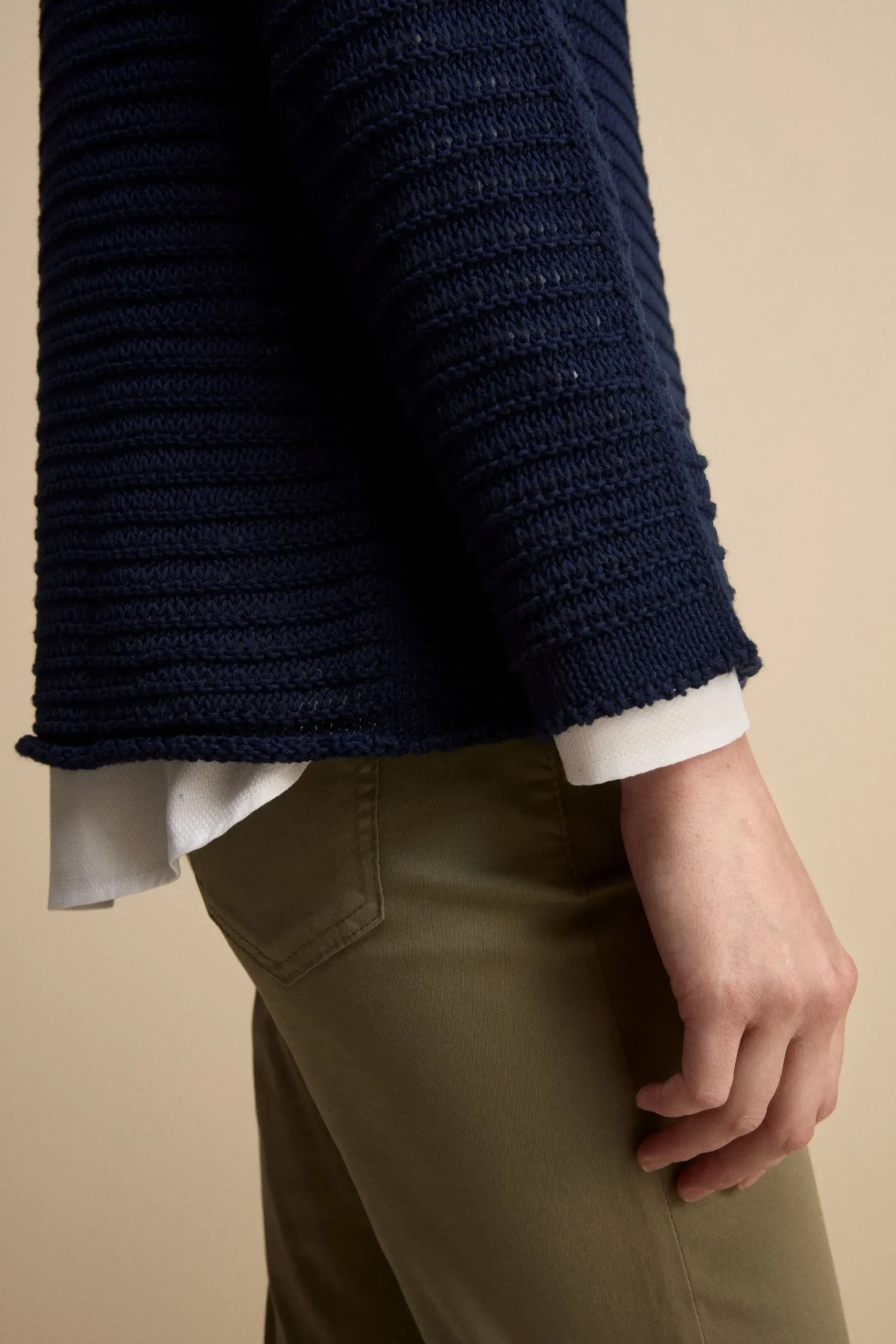 Girocollo Raglan Traforato in Cotone - BLU