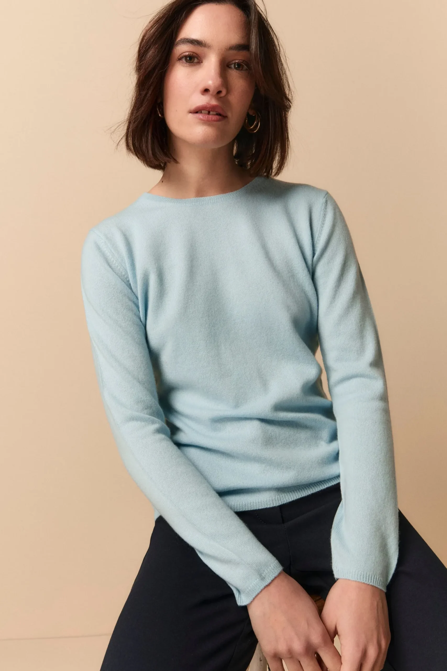 Girocollo Regular in Cashmere - AZZURRO
