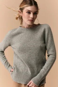 Girocollo Traforato in Lana Merino - GRIGIO CHIARO