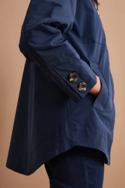 Giubbino Over con Cappuccio e Tasche Laterali - BLU