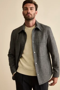 Giubbino Overshirt in Misto Lana - GRIGIO SPIGATO