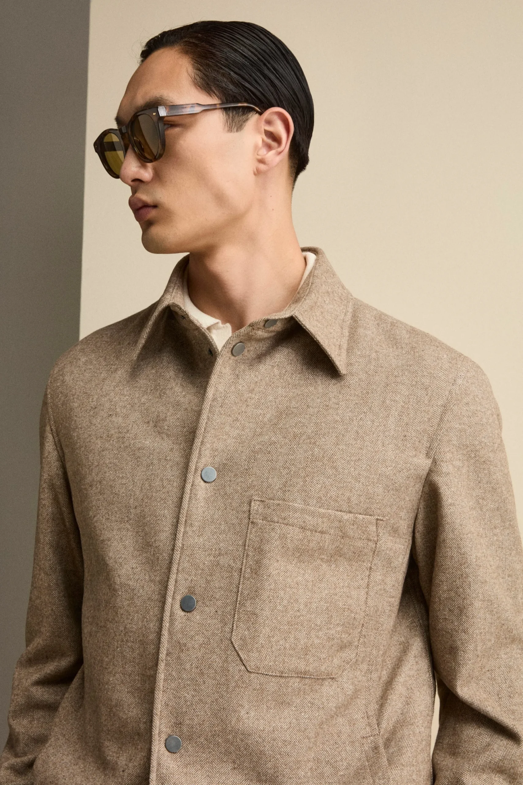 Giubbino Overshirt in Misto Lana - MARRONE SPIGATO