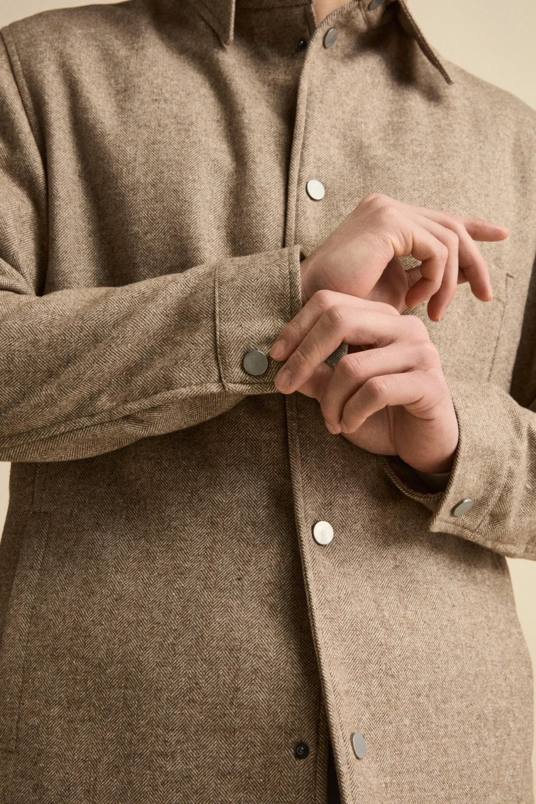 Giubbino Overshirt in Misto Lana - MARRONE SPIGATO