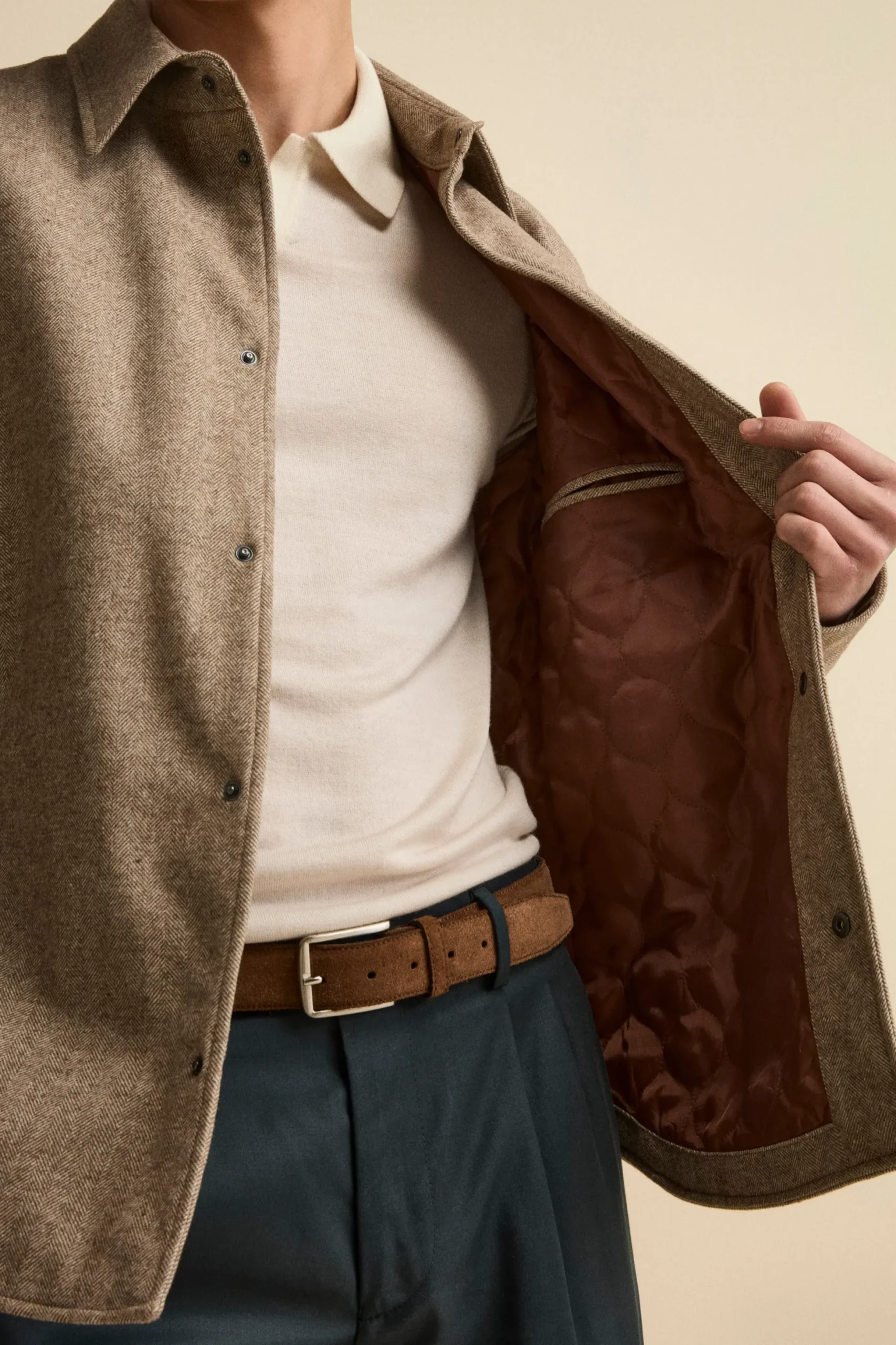 Giubbino Overshirt in Misto Lana - MARRONE SPIGATO
