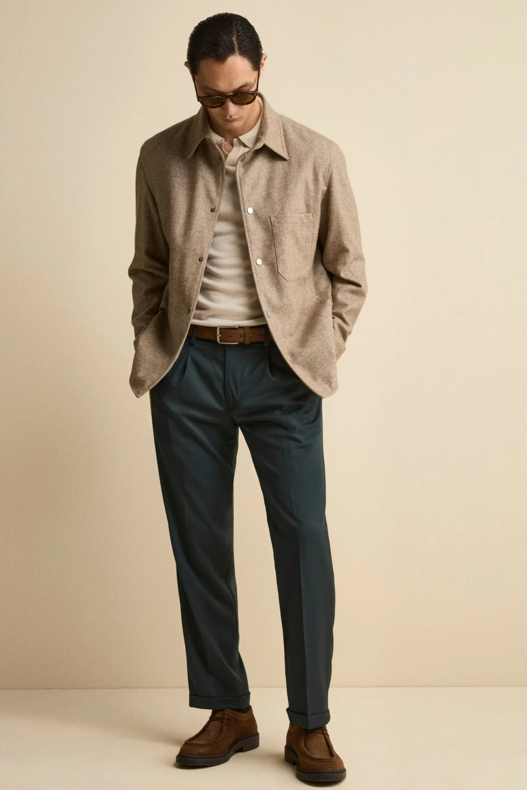 Giubbino Overshirt in Misto Lana - MARRONE SPIGATO