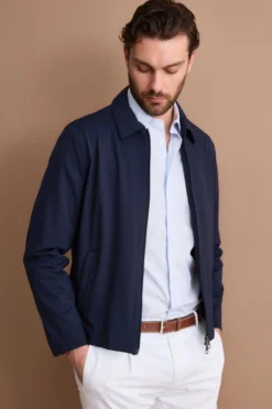 Giubbino Worker in Jersey con Zip - BLU