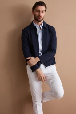 Giubbino Worker in Jersey con Zip - BLU