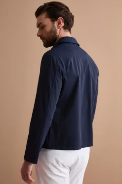 Giubbino Worker in Jersey con Zip - BLU