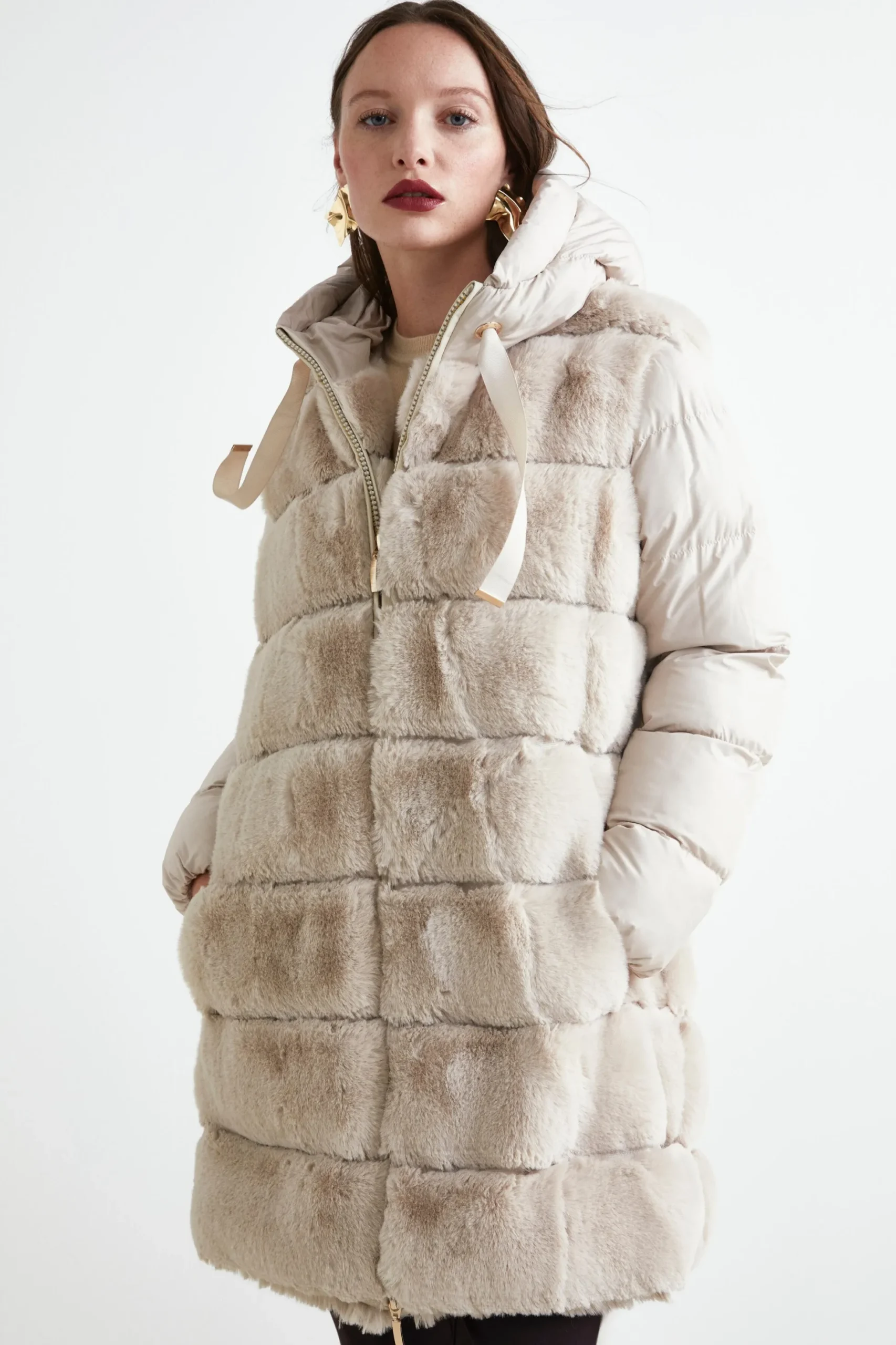 Giubbotto Imbottito con Pelliccia - BEIGE