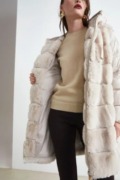 Giubbotto Imbottito con Pelliccia - BEIGE