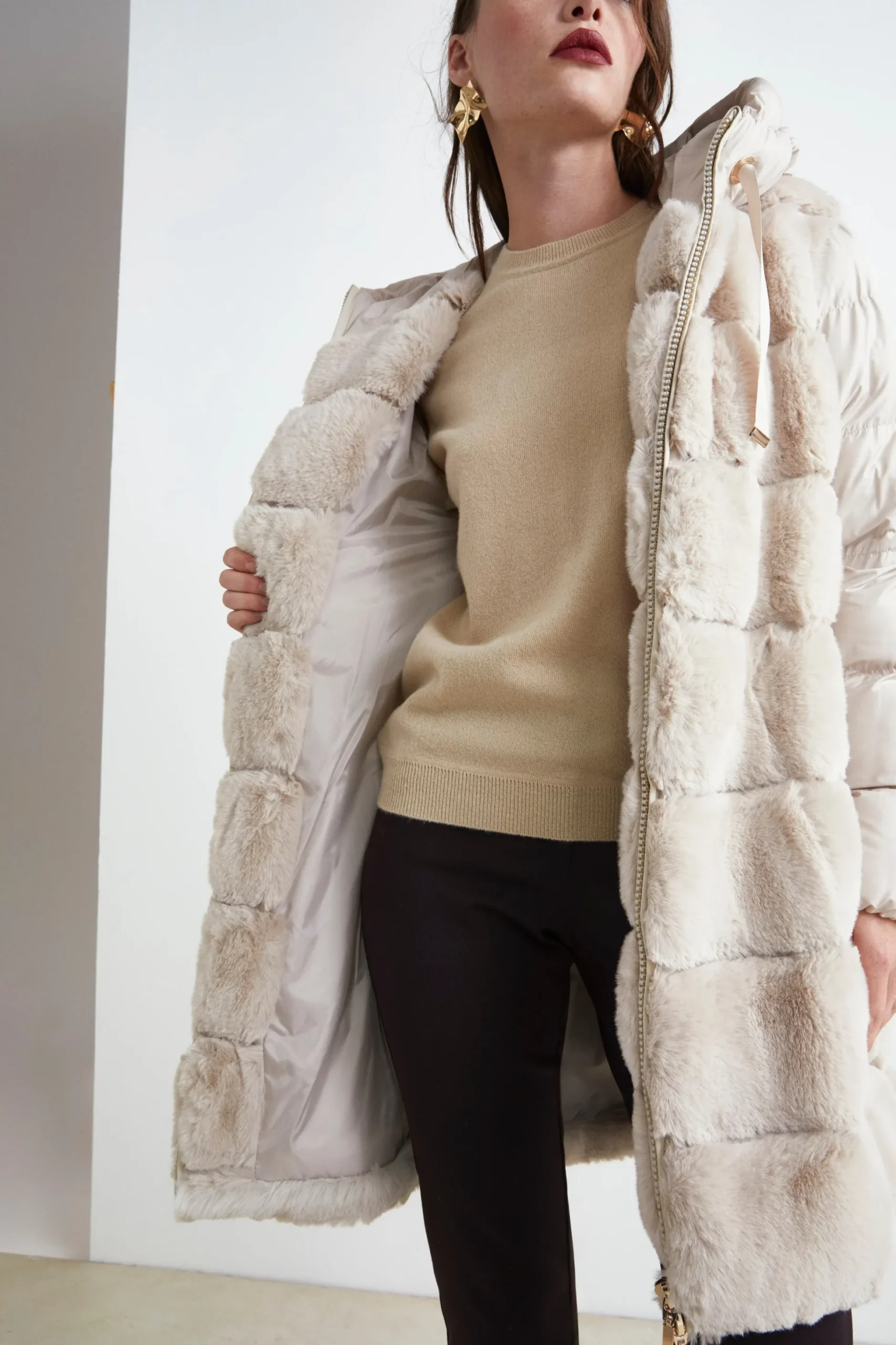 Giubbotto Imbottito con Pelliccia - BEIGE