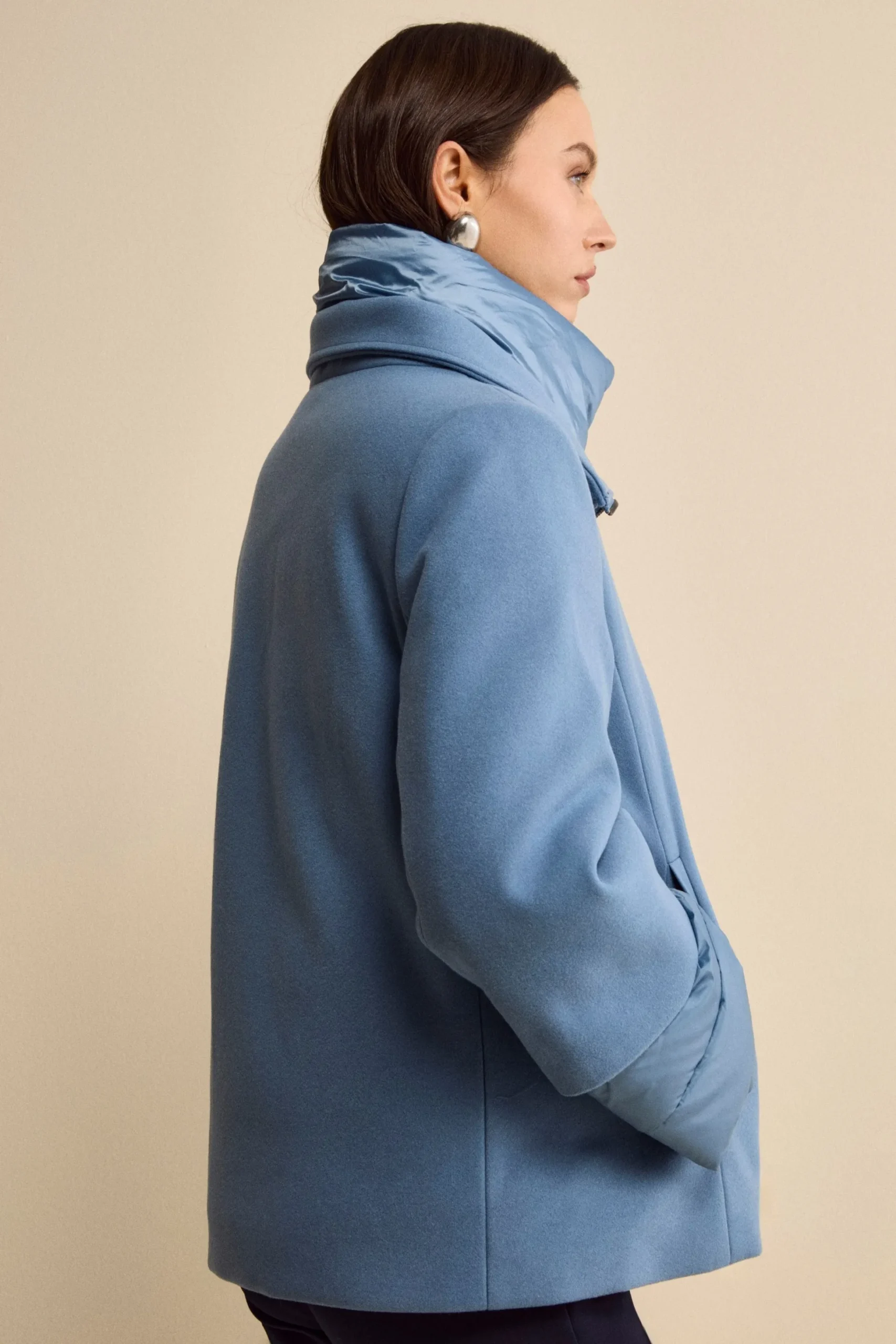 Giubbotto Imbottito Svasato con Zip - DENIM