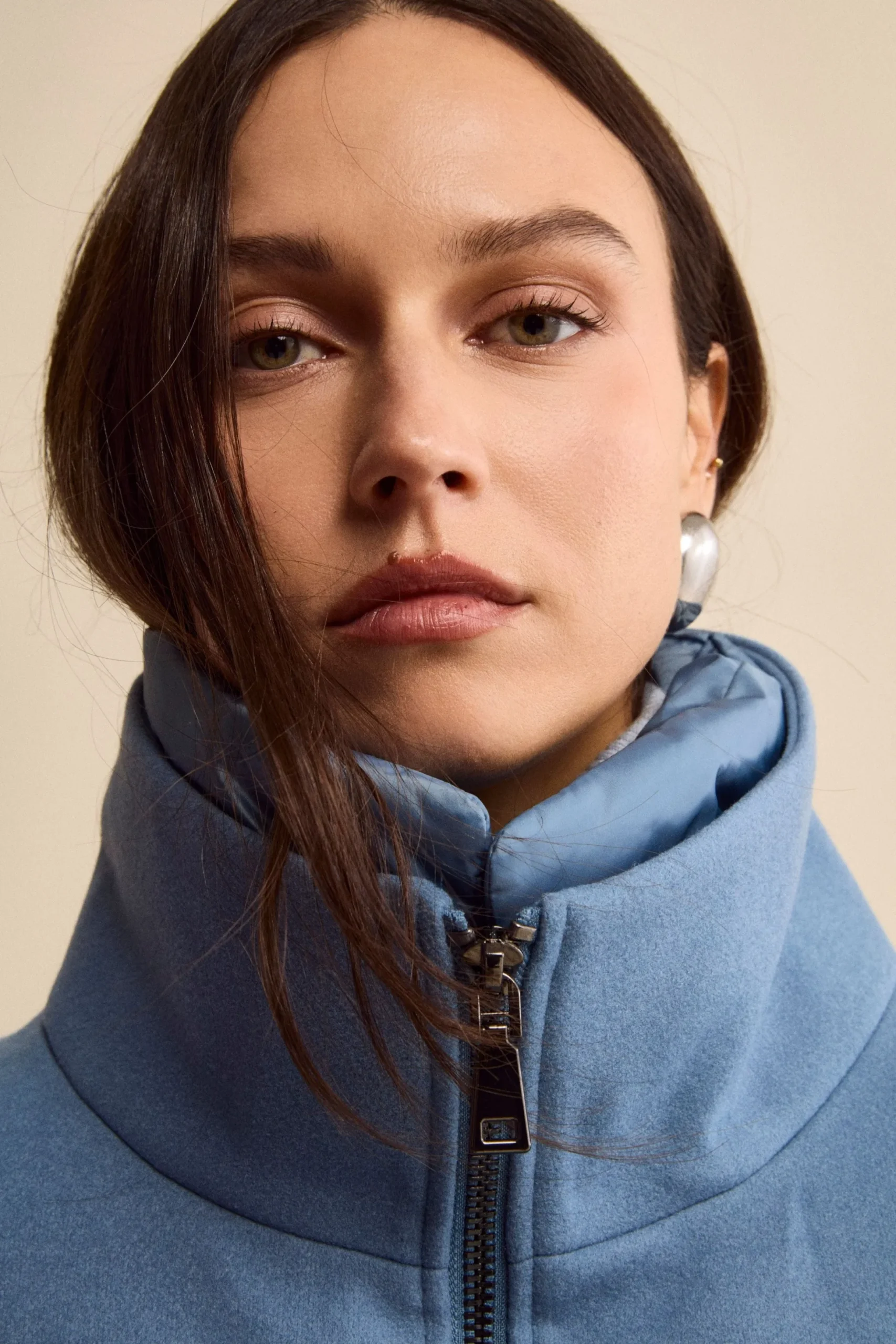 Giubbotto Imbottito Svasato con Zip - DENIM