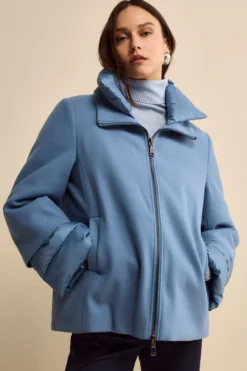 Giubbotto Imbottito Svasato con Zip - DENIM