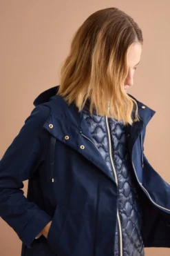 Giubbotto Impermeabile con Cappuccio e Gilet Removibile - BLU
