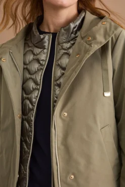 Giubbotto Impermeabile con Cappuccio e Gilet Removibile - VERDE MILITARE