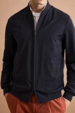 Giubbotto Leggero con Bordi in Maglia - BLU