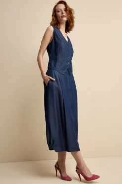 Gonna Fluida con Tasche - BLU